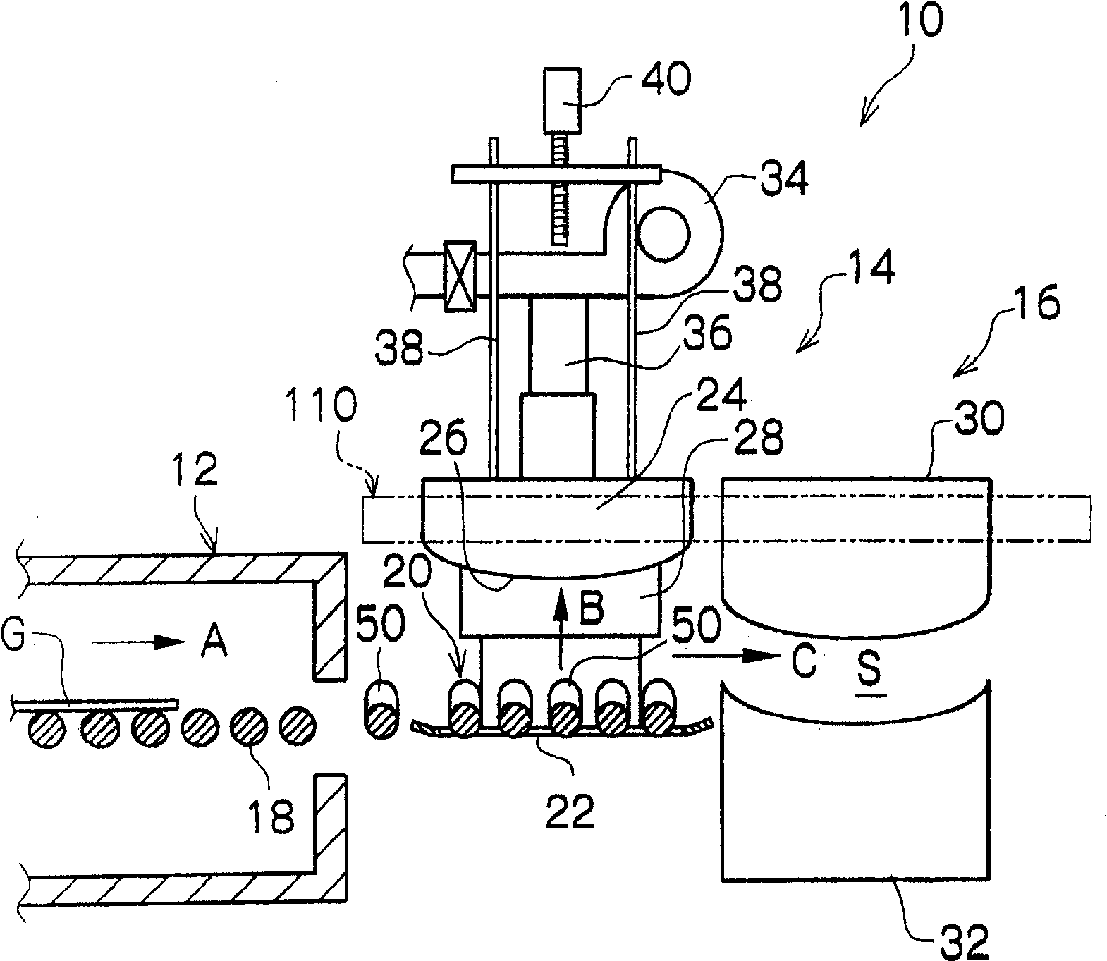 Bending apparatus, bending method and curved roller for a glass sheet