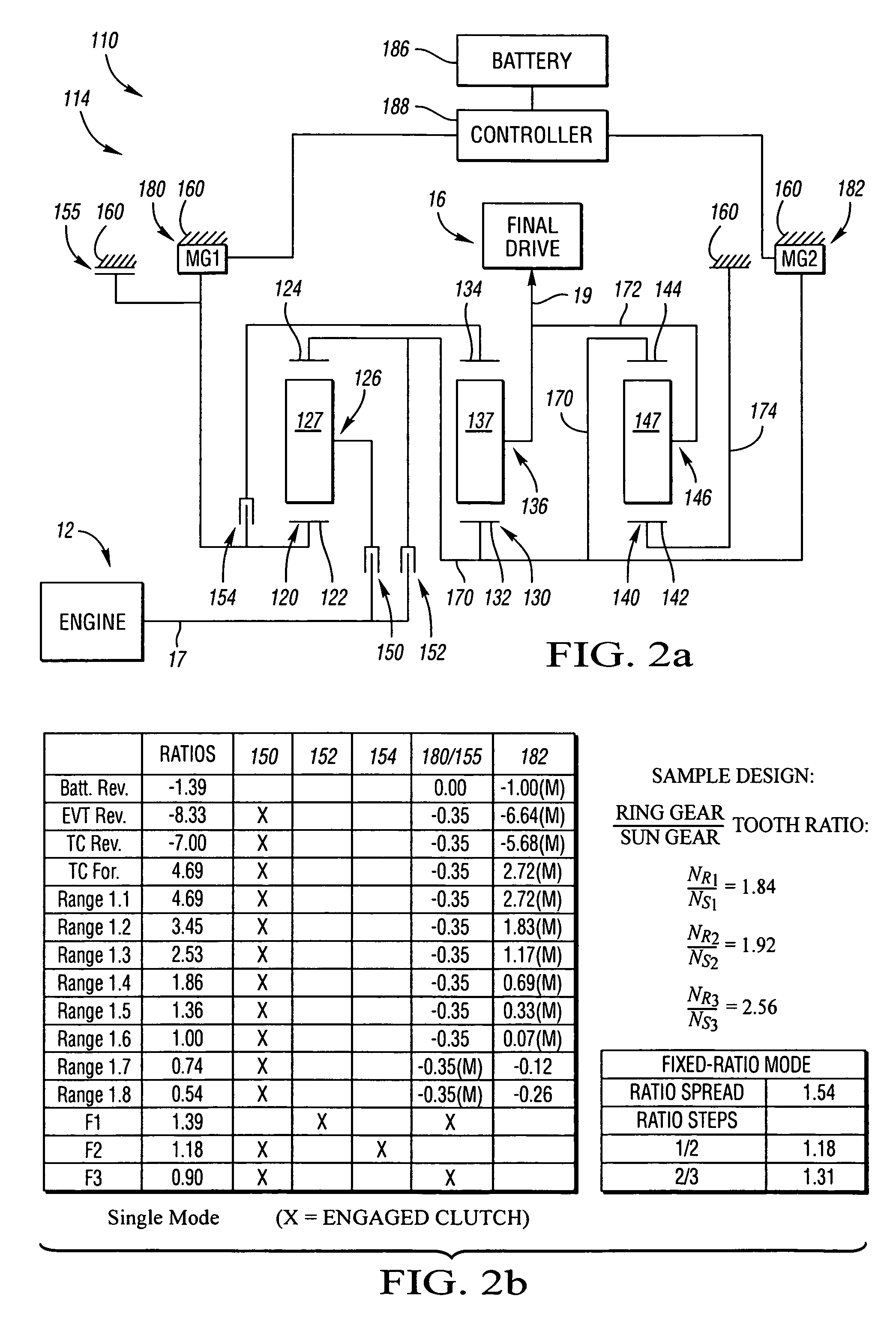 Electrically variable transmission having three planetary gear sets, clutched input, two fixed interconnections and a stationary member
