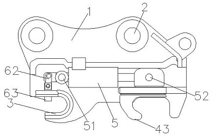 An excavator energy storage flat push link type self-locking reinforced quick changer