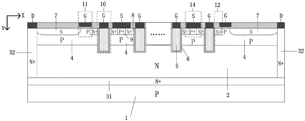 Trench gate power MOSFET (metal oxide semiconductor filed-effect transistor) device