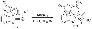 Compound containing framework of chiral indolone and angelica lactone and asymmetric synthesis method