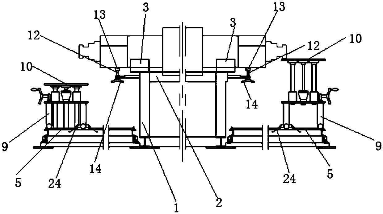 Auxiliary equipment for bearing block dismounting and mounting and dismounting and mounting method of auxiliary equipment