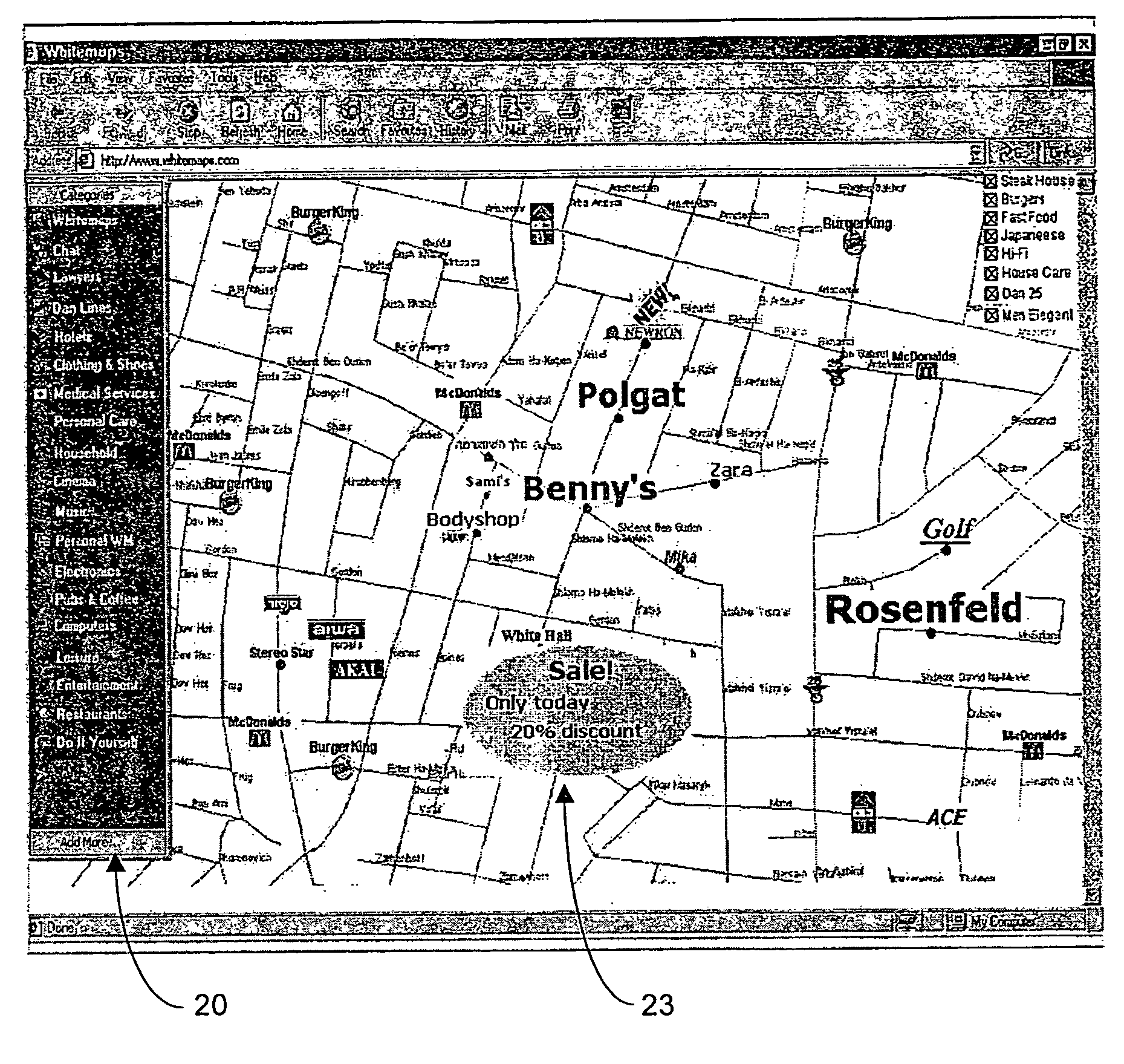 Method and system for presenting on-line “Yellow Pages”, particularly in association with location data