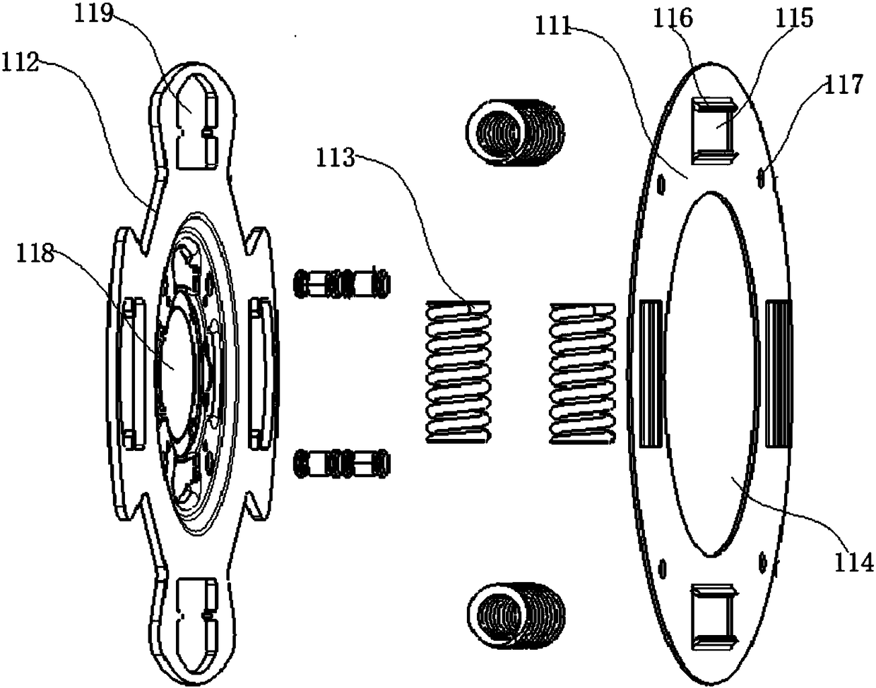 Torsion shock absorption device, flywheel and car transmission system