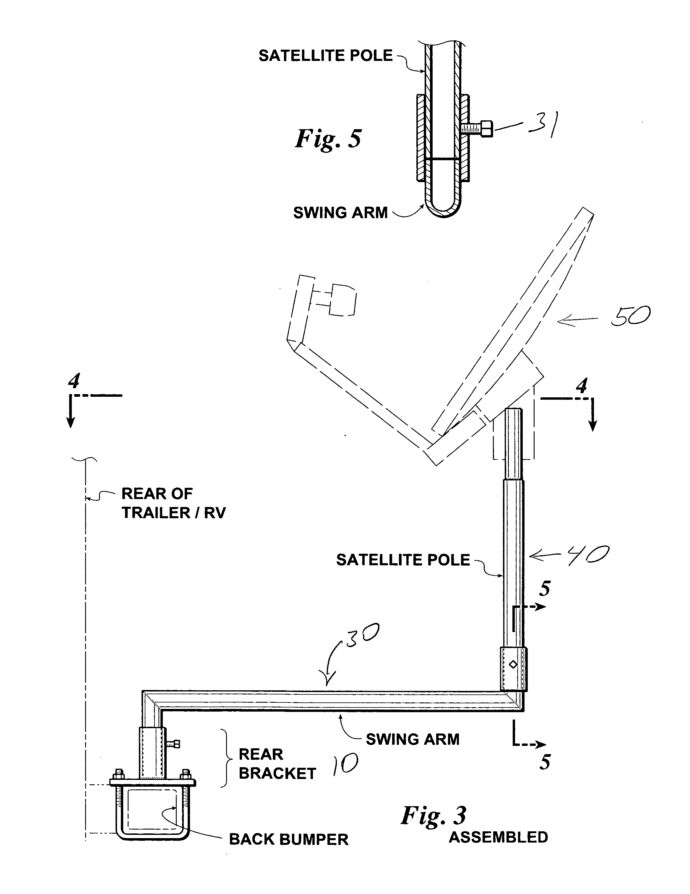 Swing arm satellite assembly