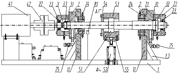 A test device for dynamic and static performance of oil film bearings