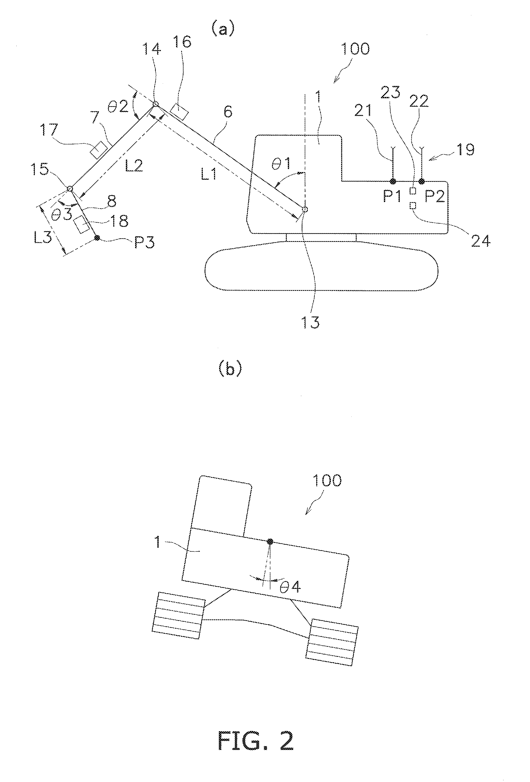 Hydraulic shovel positional guidance system and method of controlling same