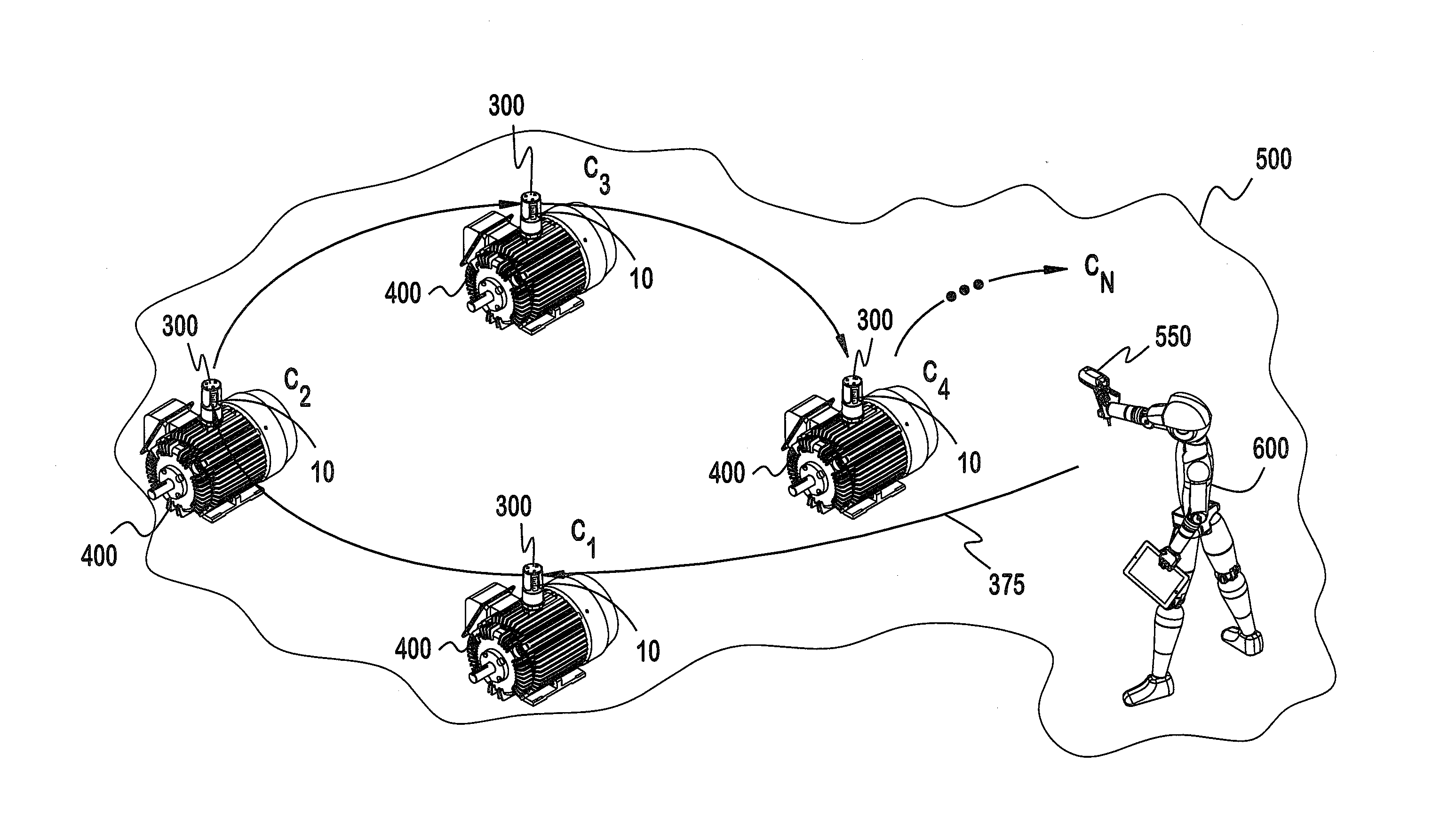 Warning device for monitoring a health status of a bearing mounted to a piece of rotating industrial machinery