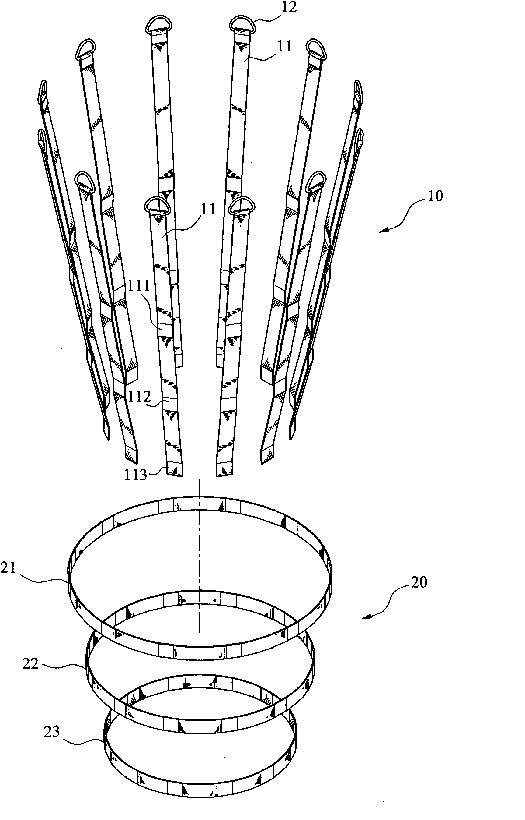 Basketball net manufacturing method and device thereof