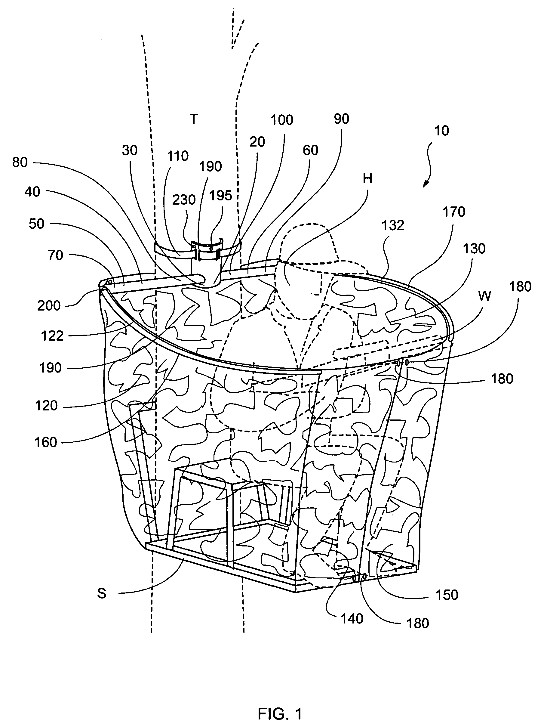 Hunting blind and method of use thereof