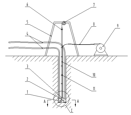 Pipe burying device and method for ground source heat pump