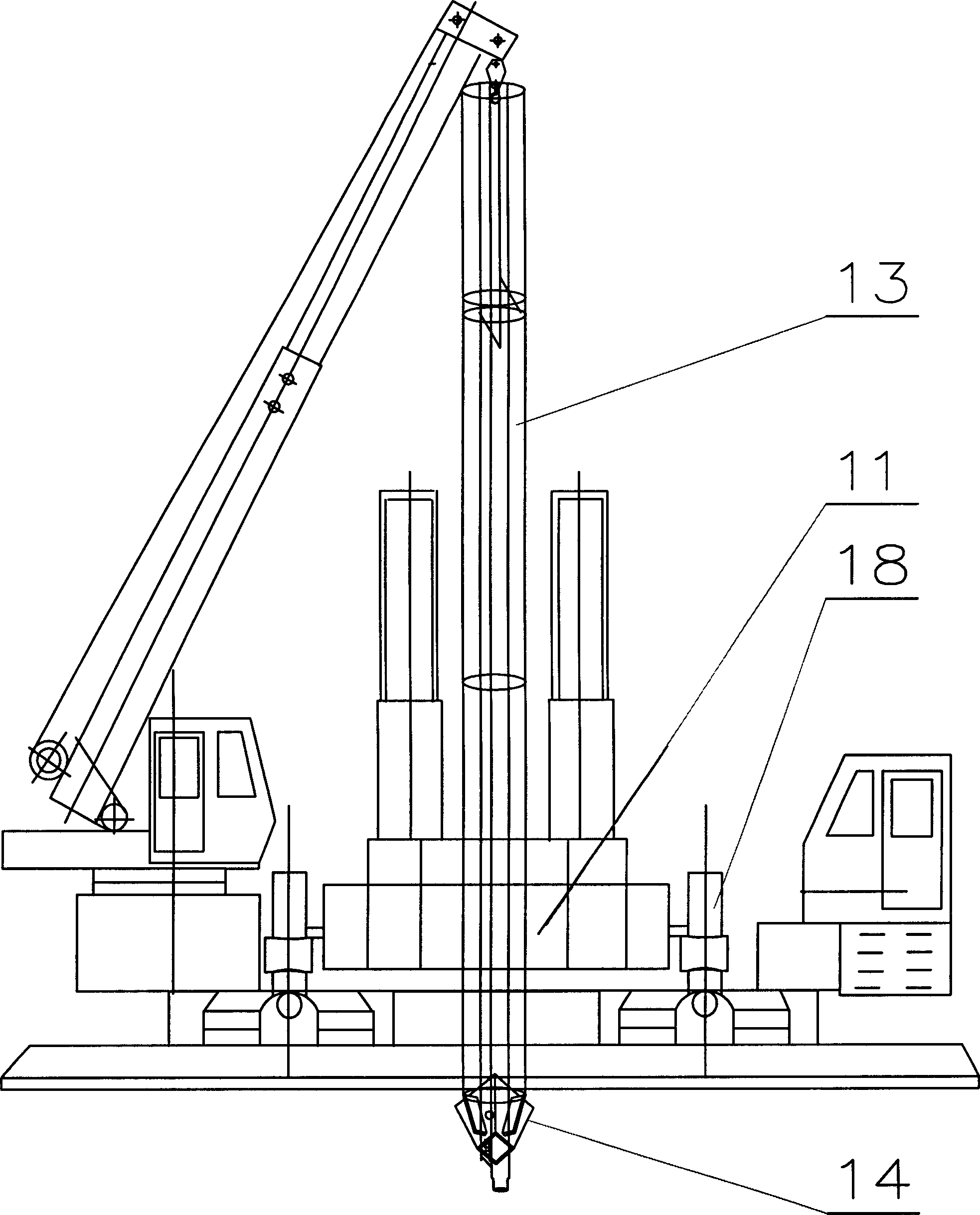 Construction technique for self-leading hole at pile tip of embrace press type PHC tubular pile to enter rock through static pressure