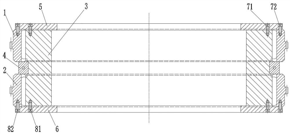 Internal and external tooth centering control structure and machining method of high-speed precise heavy-load herringbone gear ring