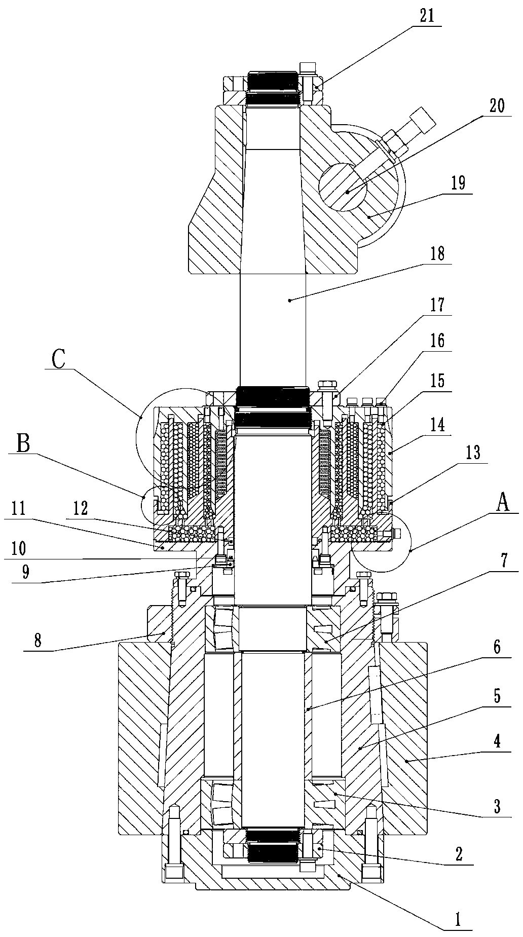 Vibration bead type maze dust-proof grinding roller device