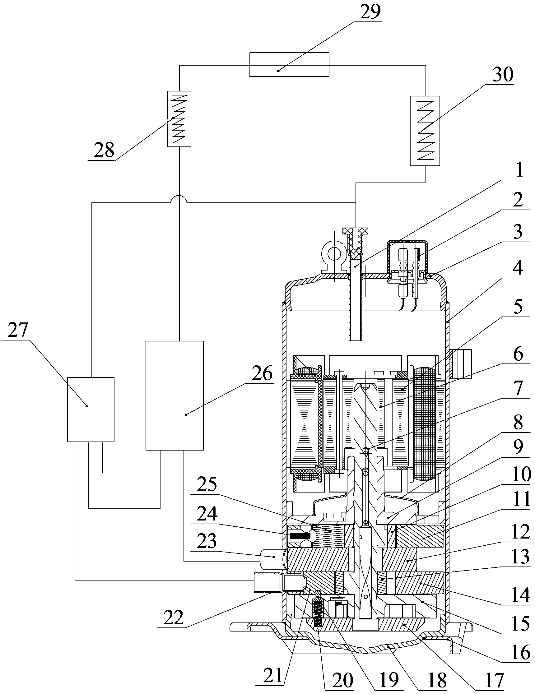 Compressor and refrigeration system provided with same