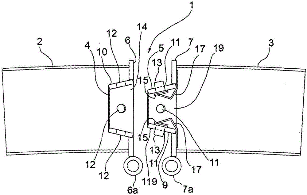 Device for connecting structural elements of ribs and reticular structures
