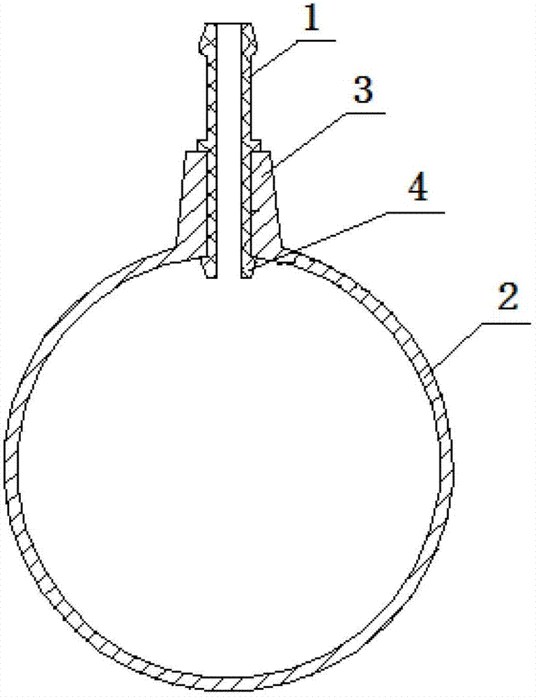 Connecting structure and connecting method for tapered interface and plastic connector of air inlet pipe of air filter