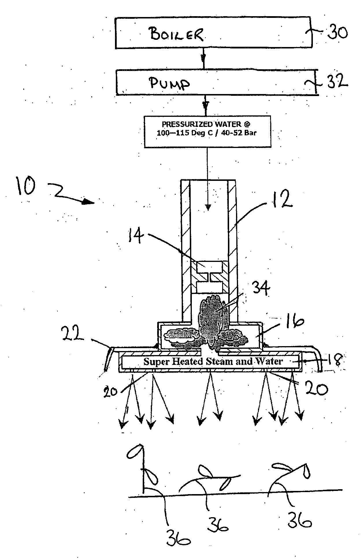 Apparatus producing superheated water and /or steam for weed killing and other applications