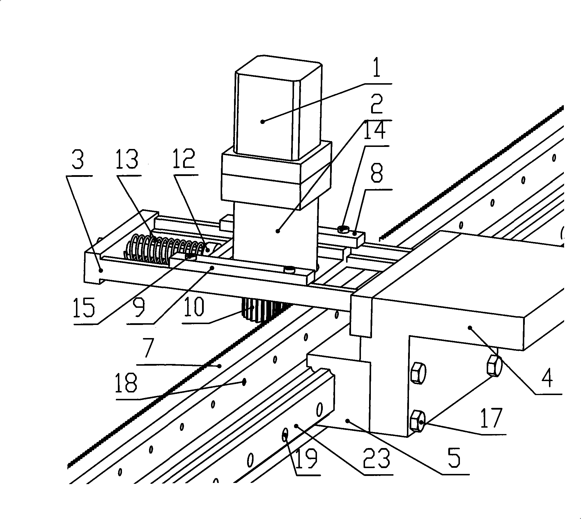 Slide block mechanism for reducing transmission backlash of rack and pinion
