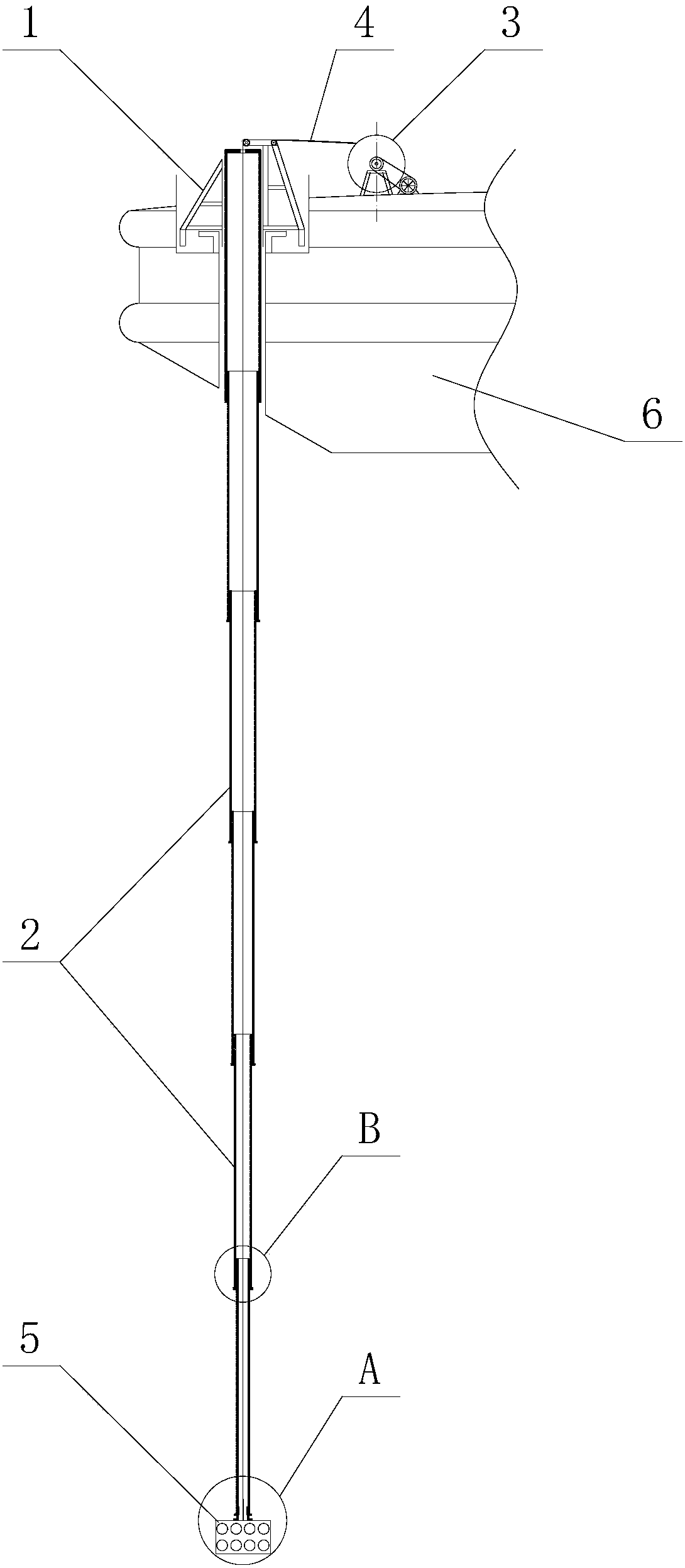 Free telescopic ocean profile observation device and method based on large buoys