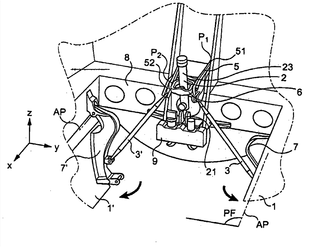 Device for concomitant opening or closing of two flaps of a landing gear door