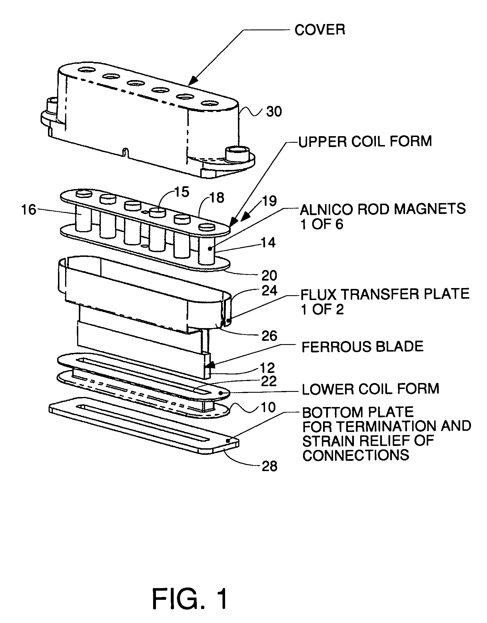 Compact hum-canceling musical instrument pickup with improved tonal response