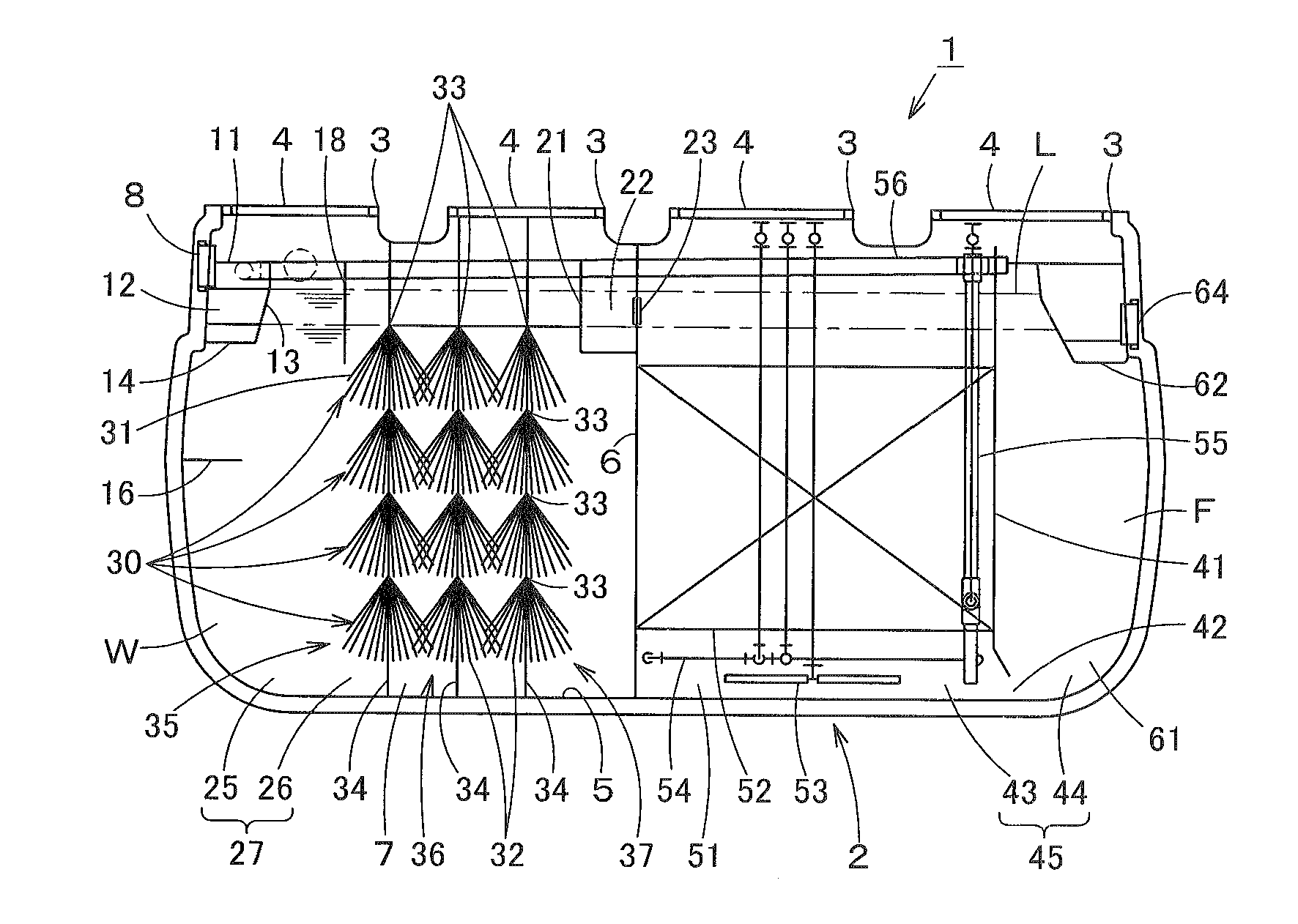 Water treatment contact filter and water treatment apparatus