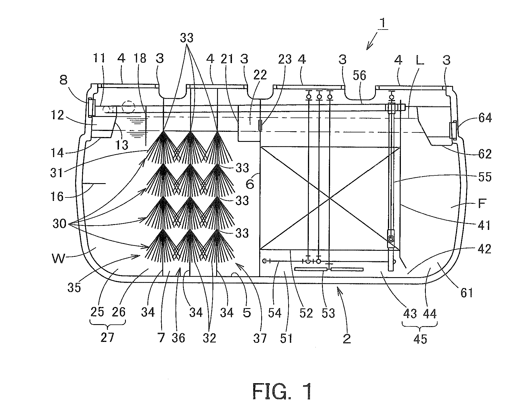 Water treatment contact filter and water treatment apparatus