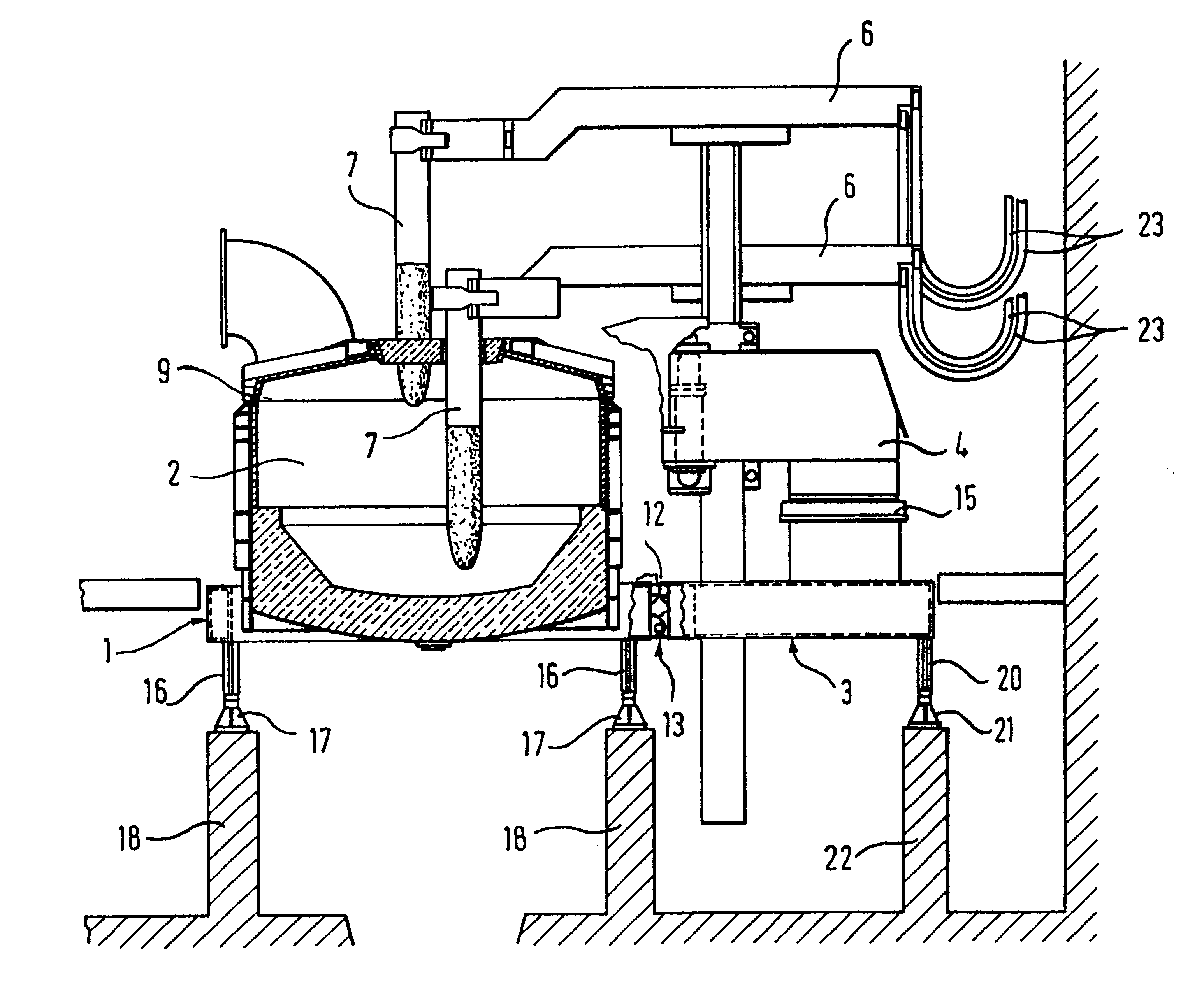 Tiltable arc furnace