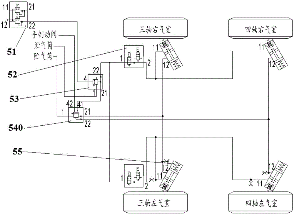 Engineering vehicle chassis brake control system and crane