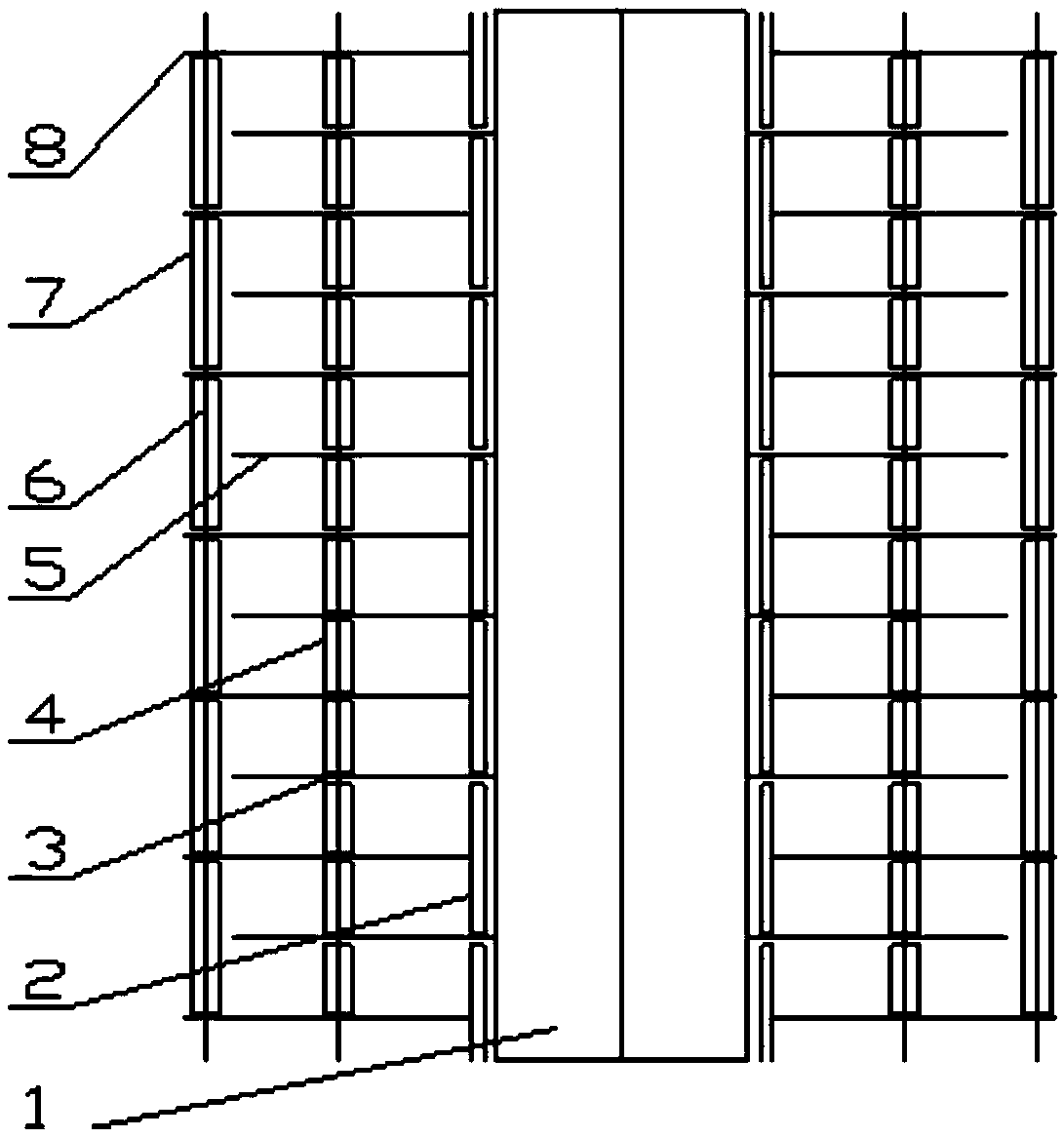 A method for fixing pulse baffle column-plate strings