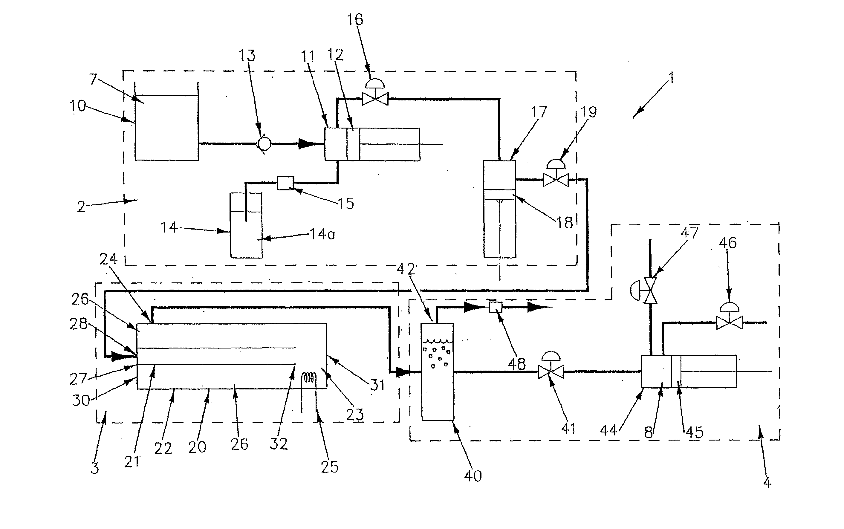 System and process for the treatment of raw material