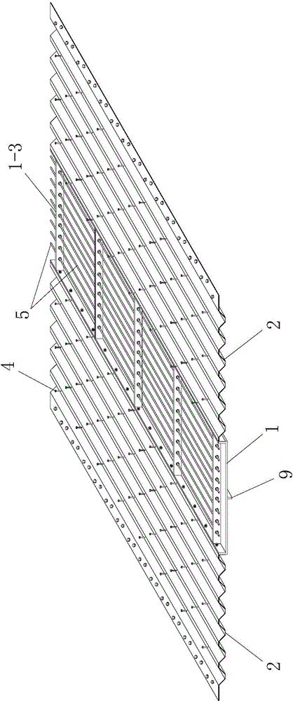 Stiffened joint-crossing plate based bridge deck jointless expansion device and construction method thereof