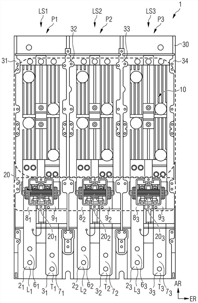 Switching device for single-phase or multiphase electric consumer