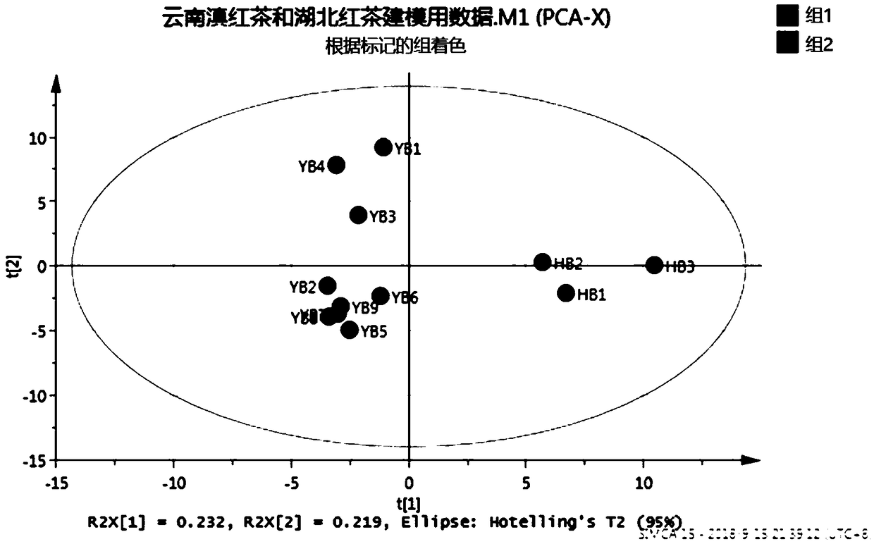 Method for differentiating black tea with different producing areas