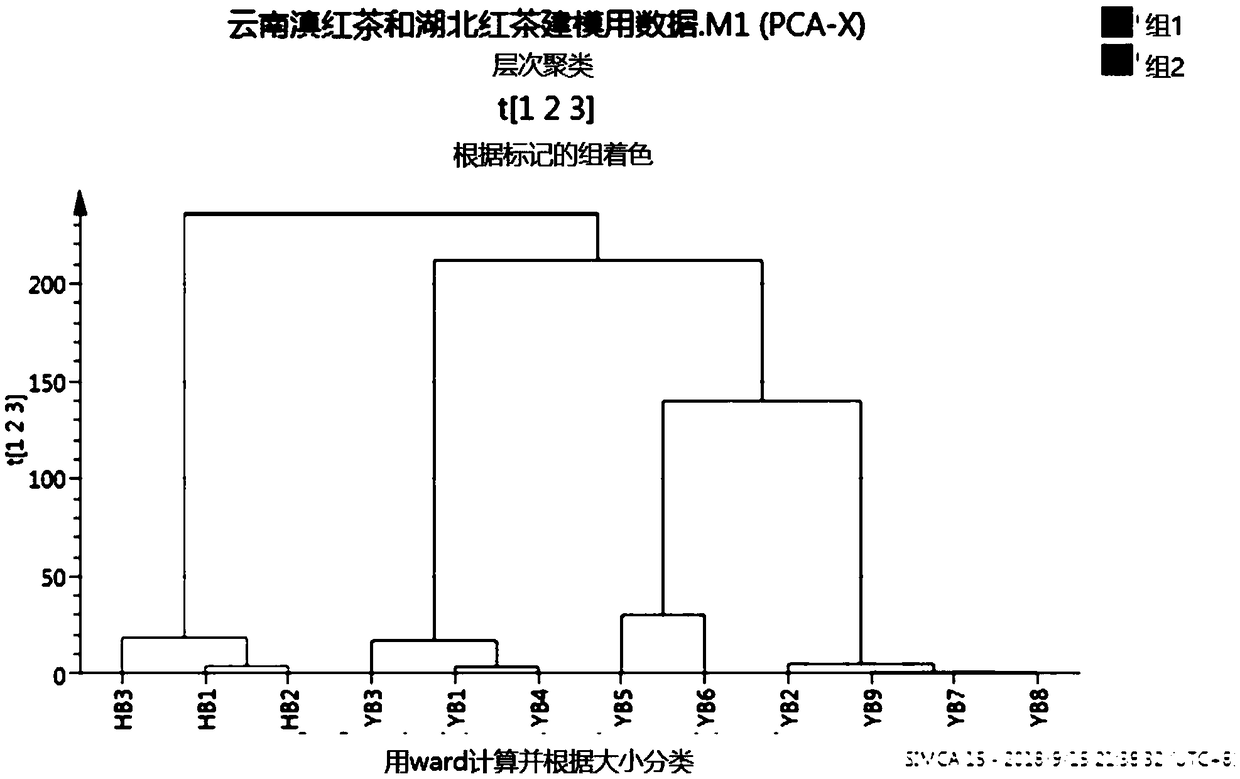 Method for differentiating black tea with different producing areas