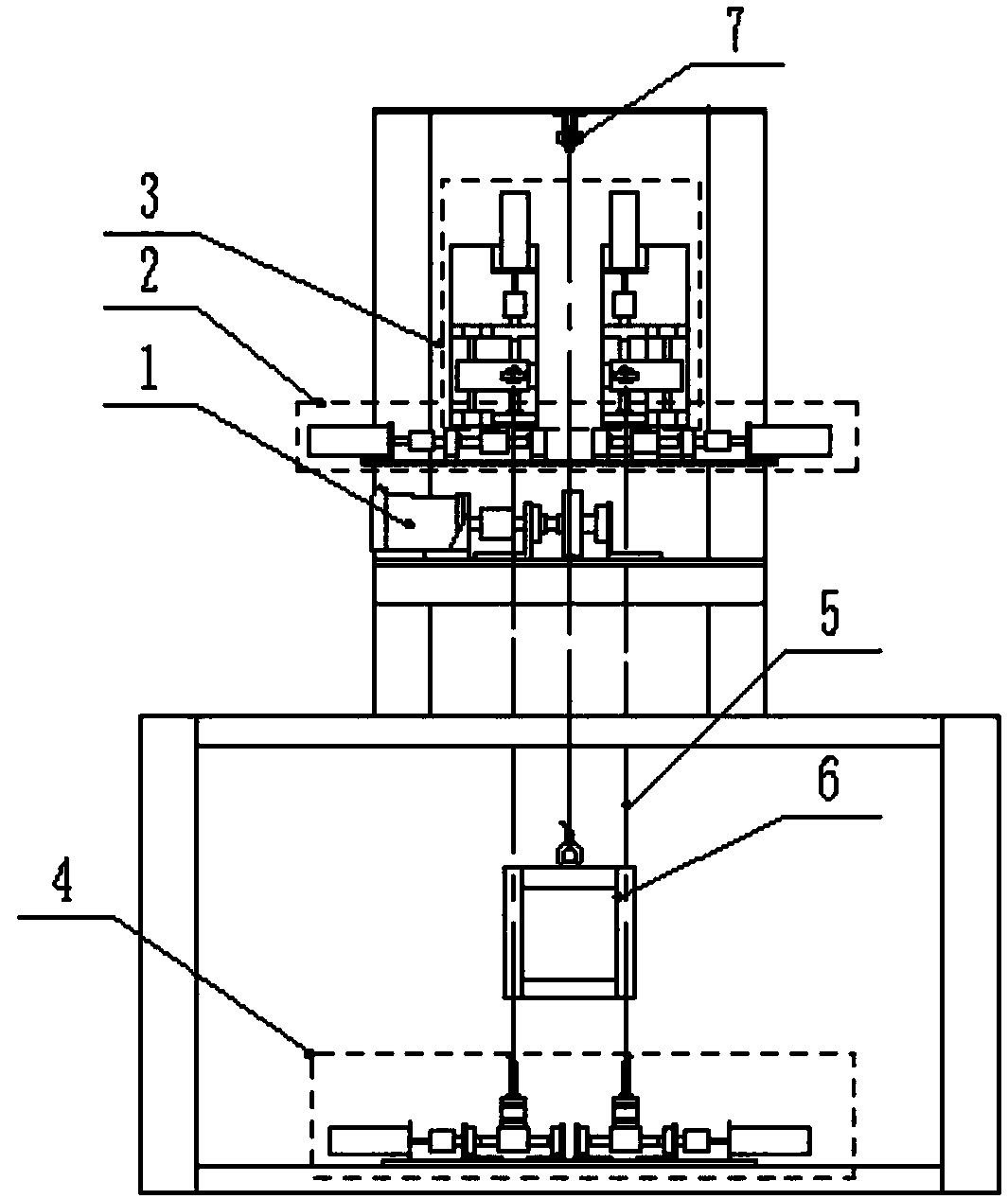 A lifting simulation system and simulation method guided by a flexible guide rail