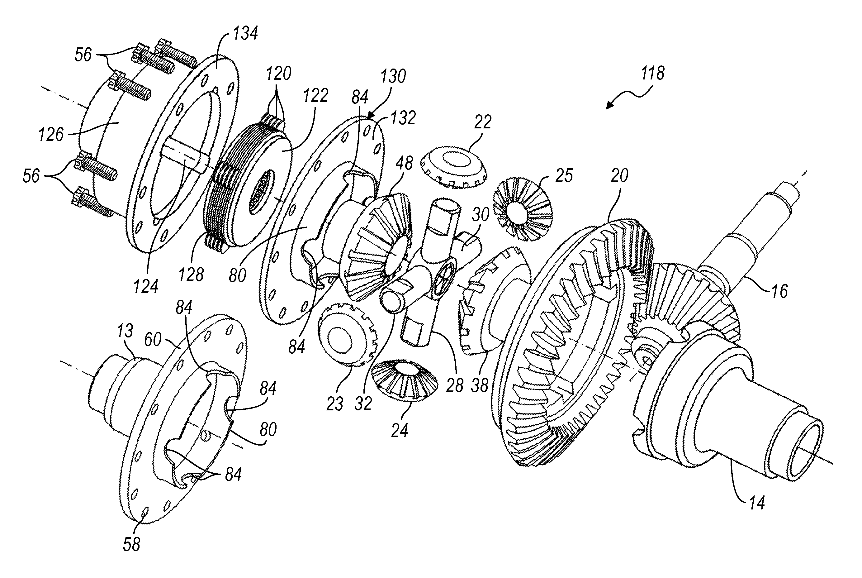 Differential mechanism having multiple case portions