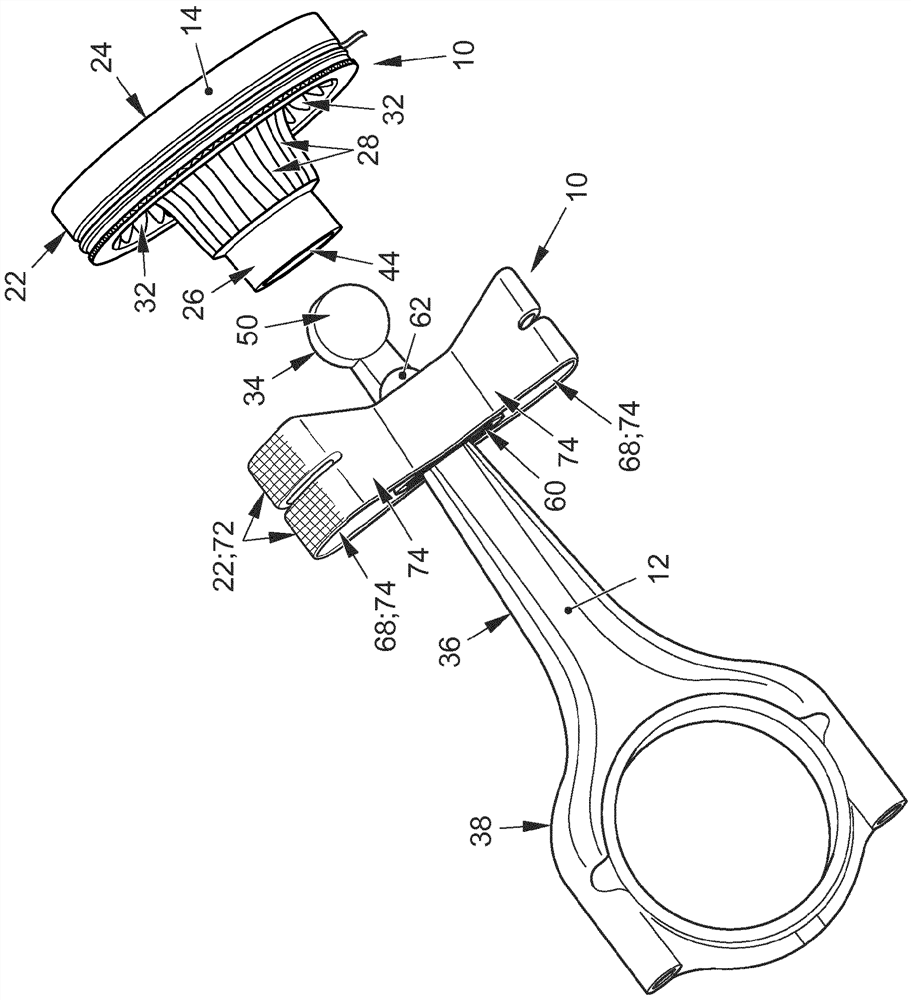 Combination of piston and connecting rod
