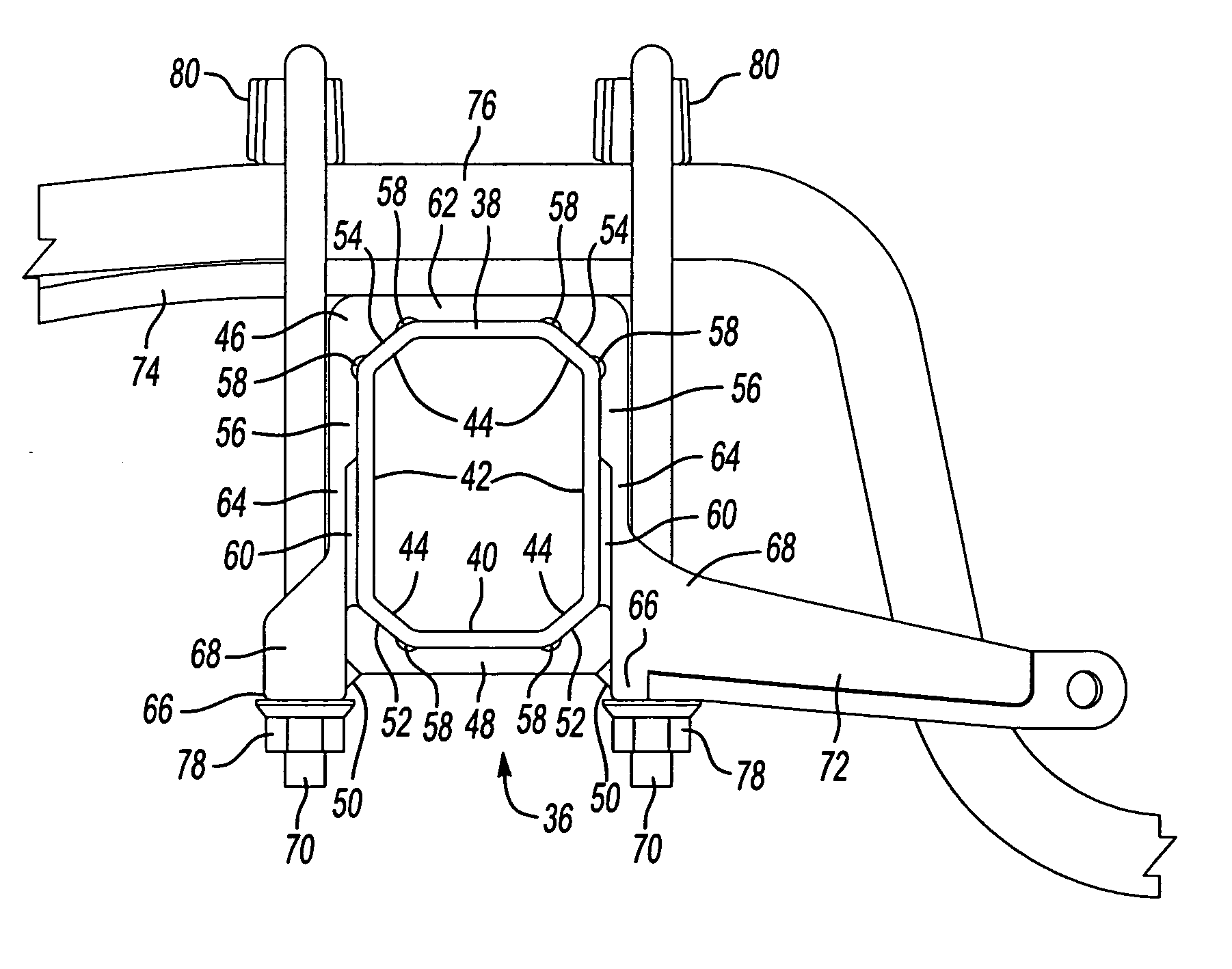Preloaded suspension bracket assembly for axle housing