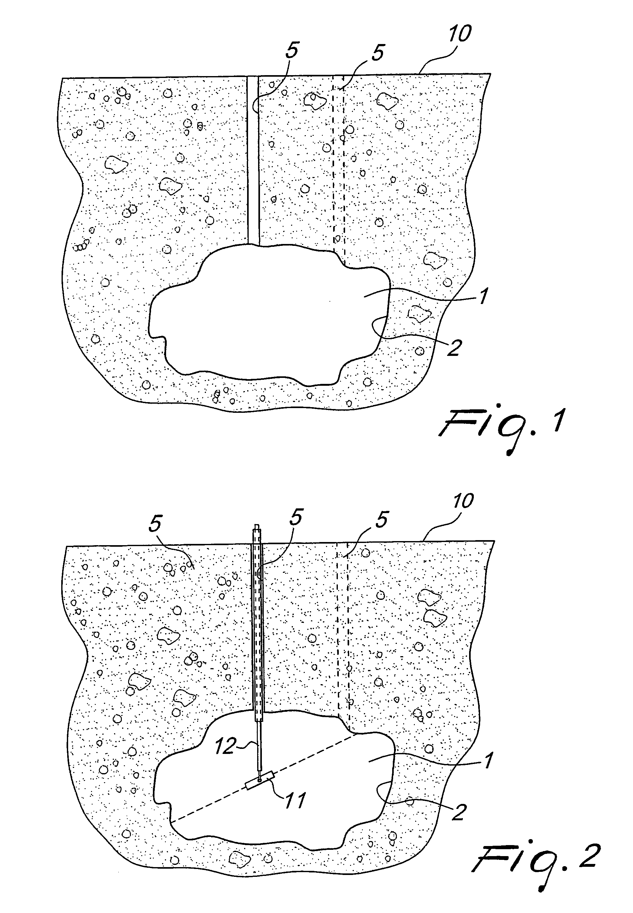 Method for saturating cavities present in a mass of soil or in a body in general