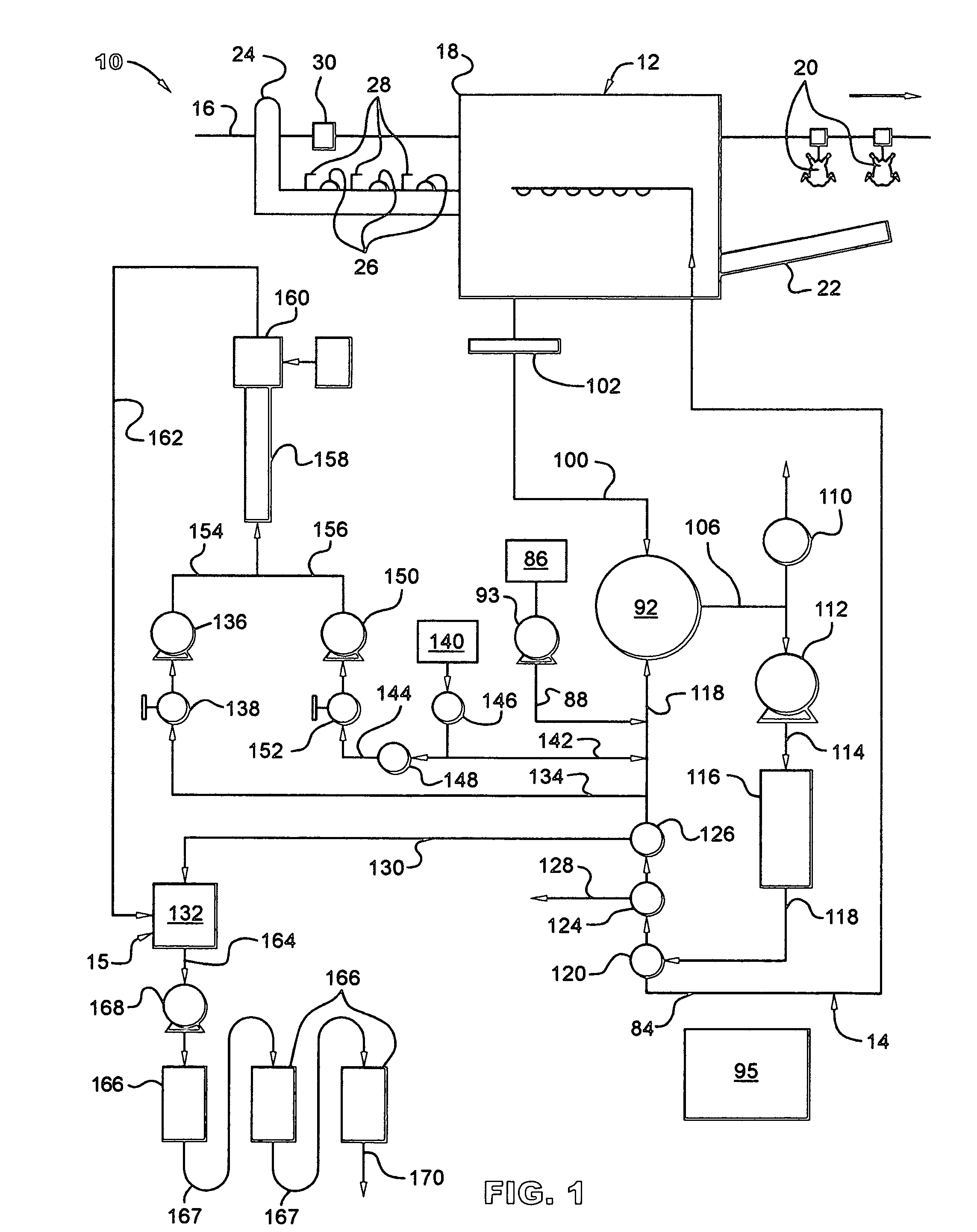 Application system with recycle and related use of antimicrobial quaternary ammonium compound