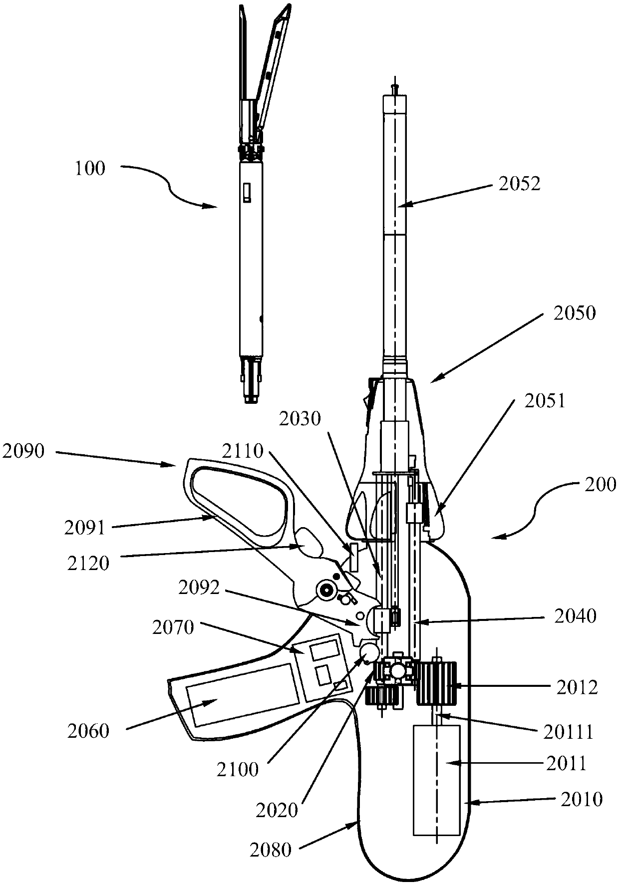 Single-motor electric surgical instrument hand-held assembly and electric surgical instrument