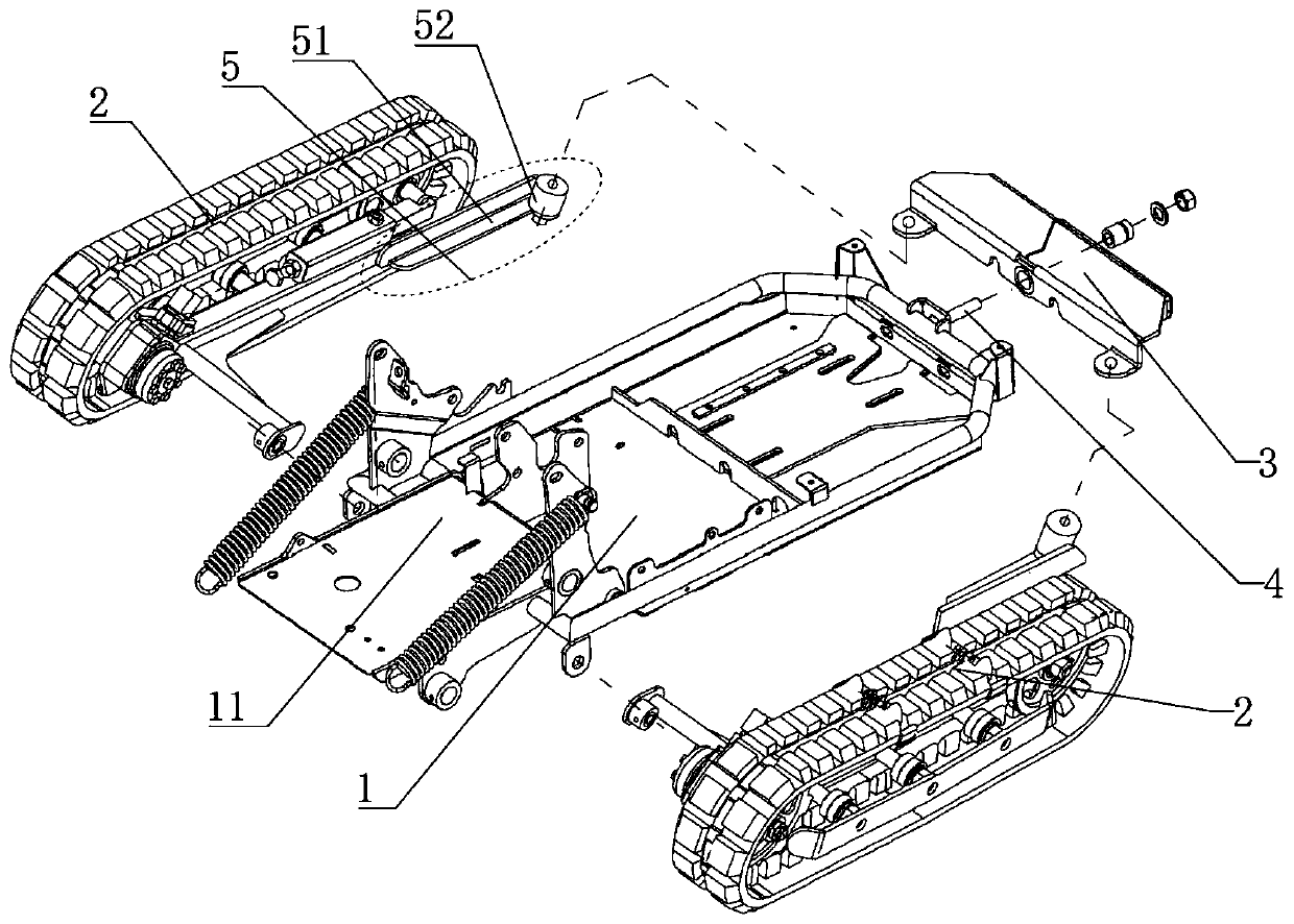 Rotary-point type double-side floating travelling chassis