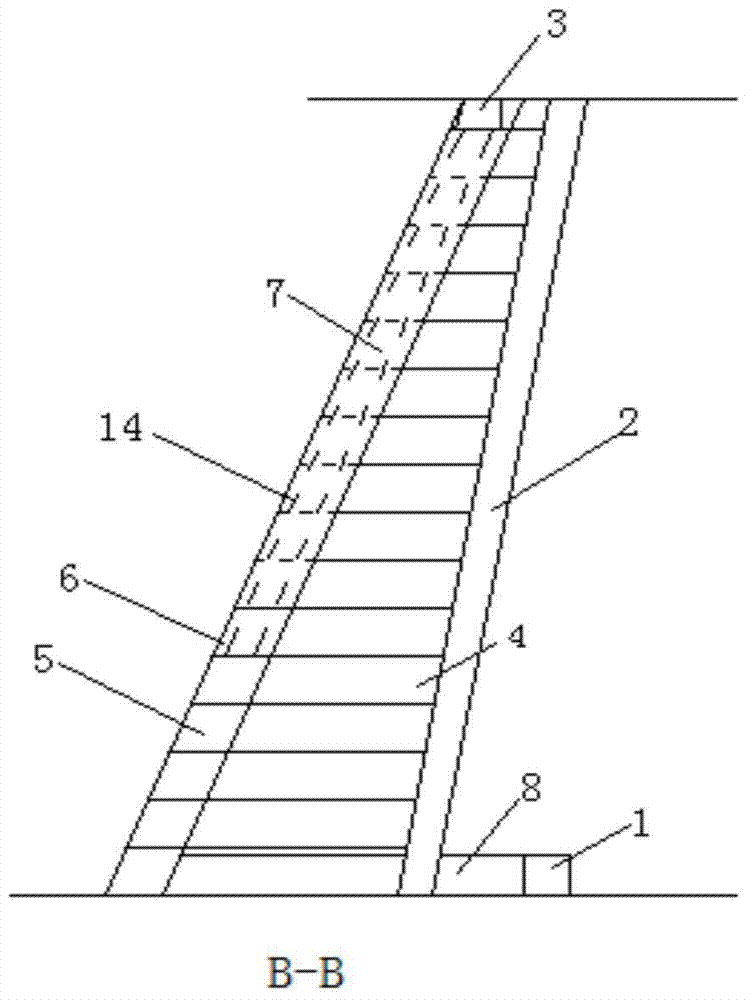 Mining method of layering and non-segmented roadway filling in downward approach of broken surrounding rock ore body