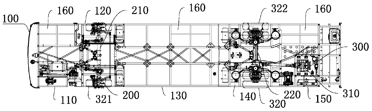 Three-door stainless steel pure electric bus chassis