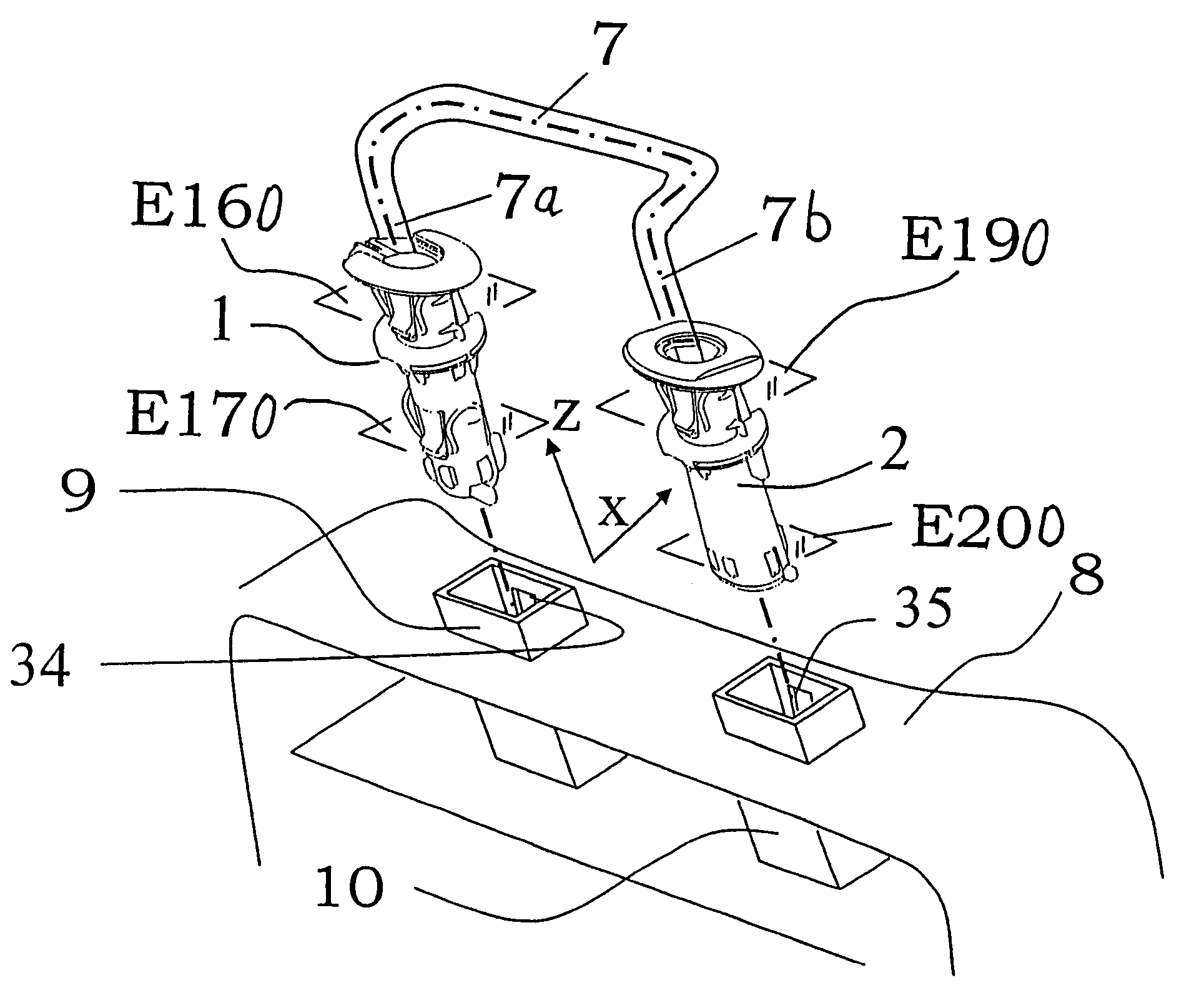 Mounting device for the headrest of a vehicle seat