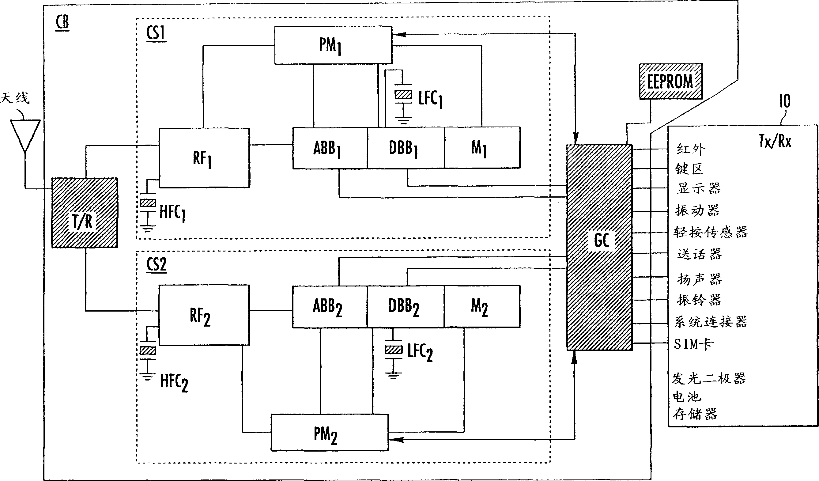 Multi-mode radiotelephone including glue circuits and related methods and circuits