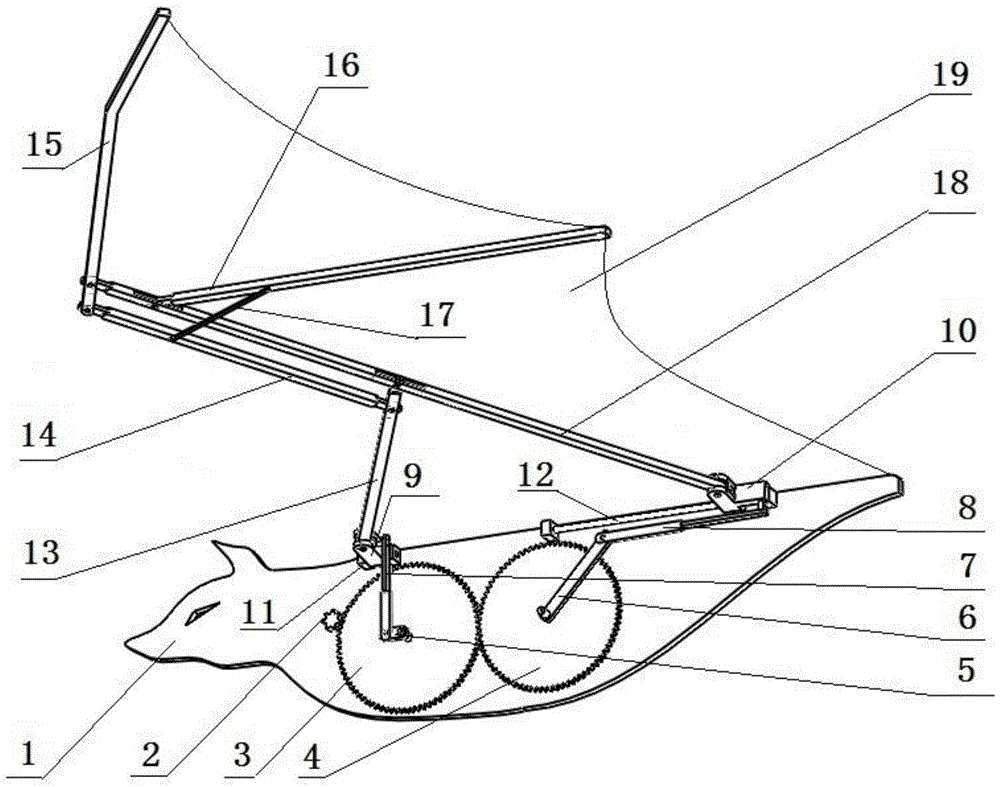 Minitype ornithopter wing driving mechanism with changeable wing area