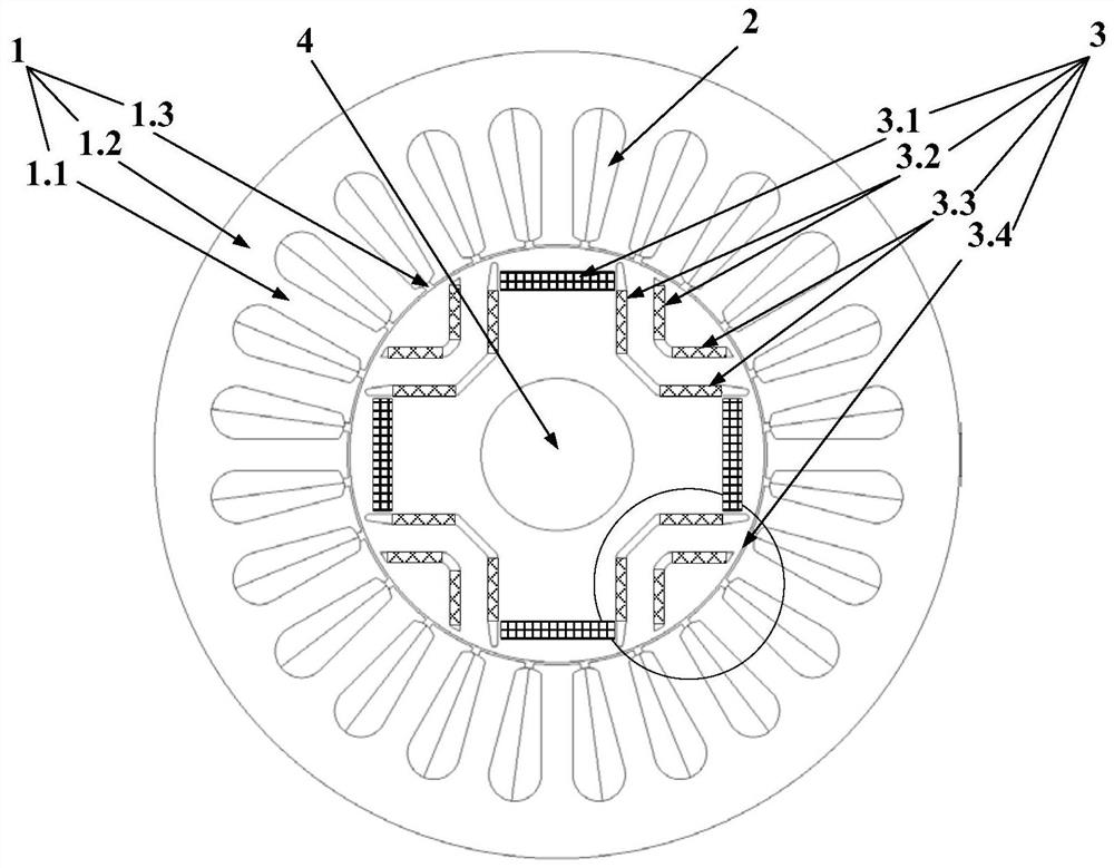 An embedded-permanent magnet reluctance hybrid magnetic pole memory motor